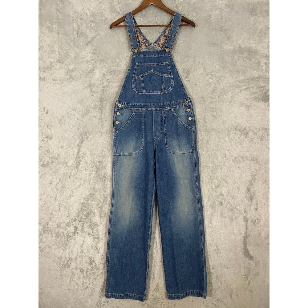 Unionbay Overalls Sz S Blue Denim Paisley Lining VTG 90s Y2K Grunge Streetwear